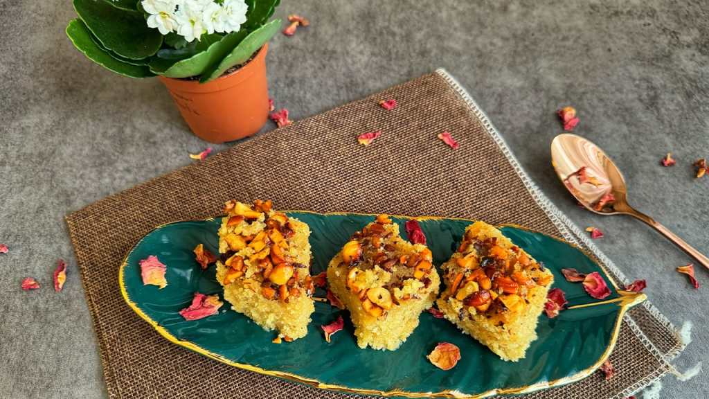 BADAM KESARI IN A SERVING PLATE